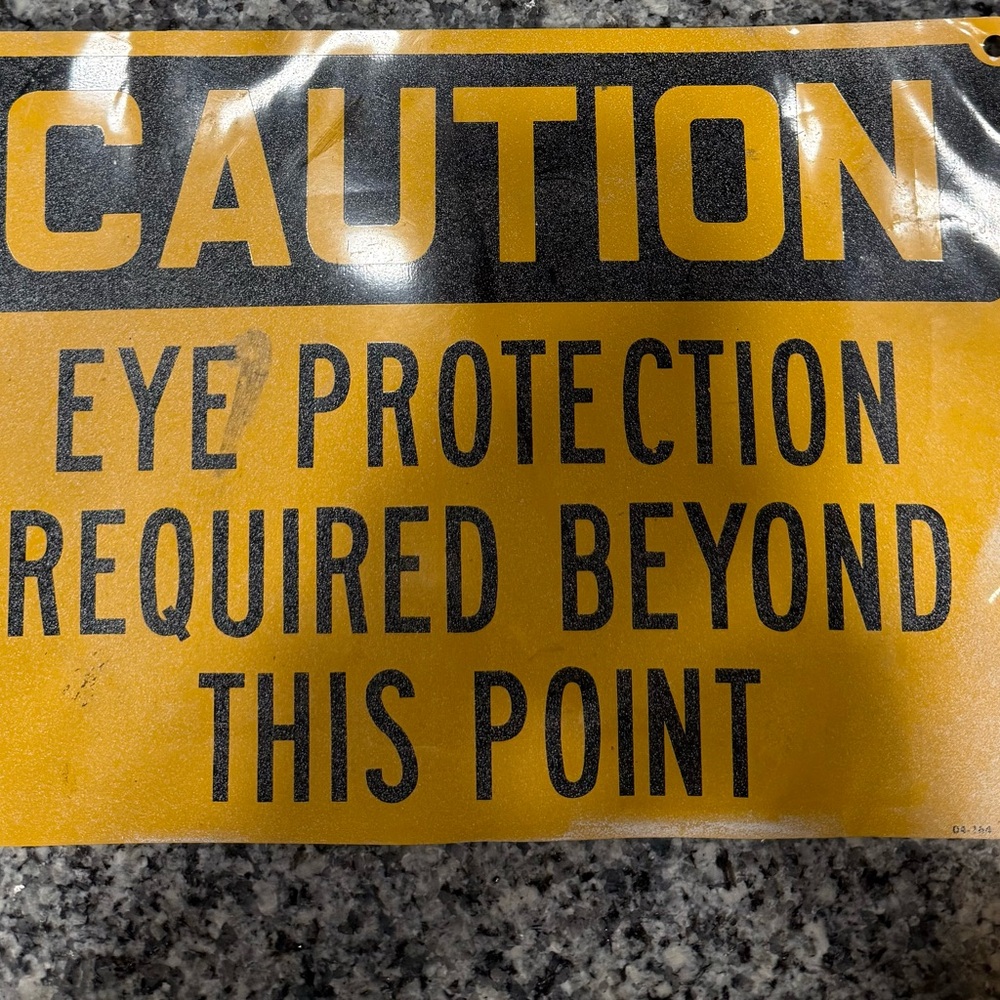 Caution Sign with Eye Protection Warning